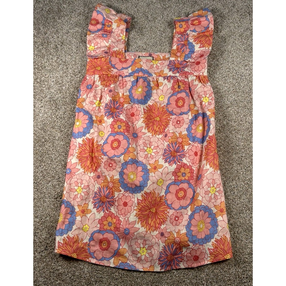 Tuckernuck Dress XS Linen Folly Floral Hazel Cameran Eubanks‎ Wimberly Flutter